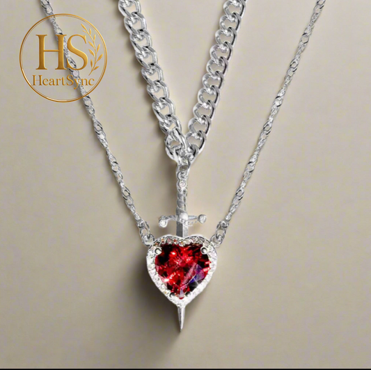 Heart & Sword Pendant Necklace