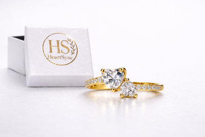 Gold Double Heart Promise Ring – Luxury Love Ring for Couples & Special Moments