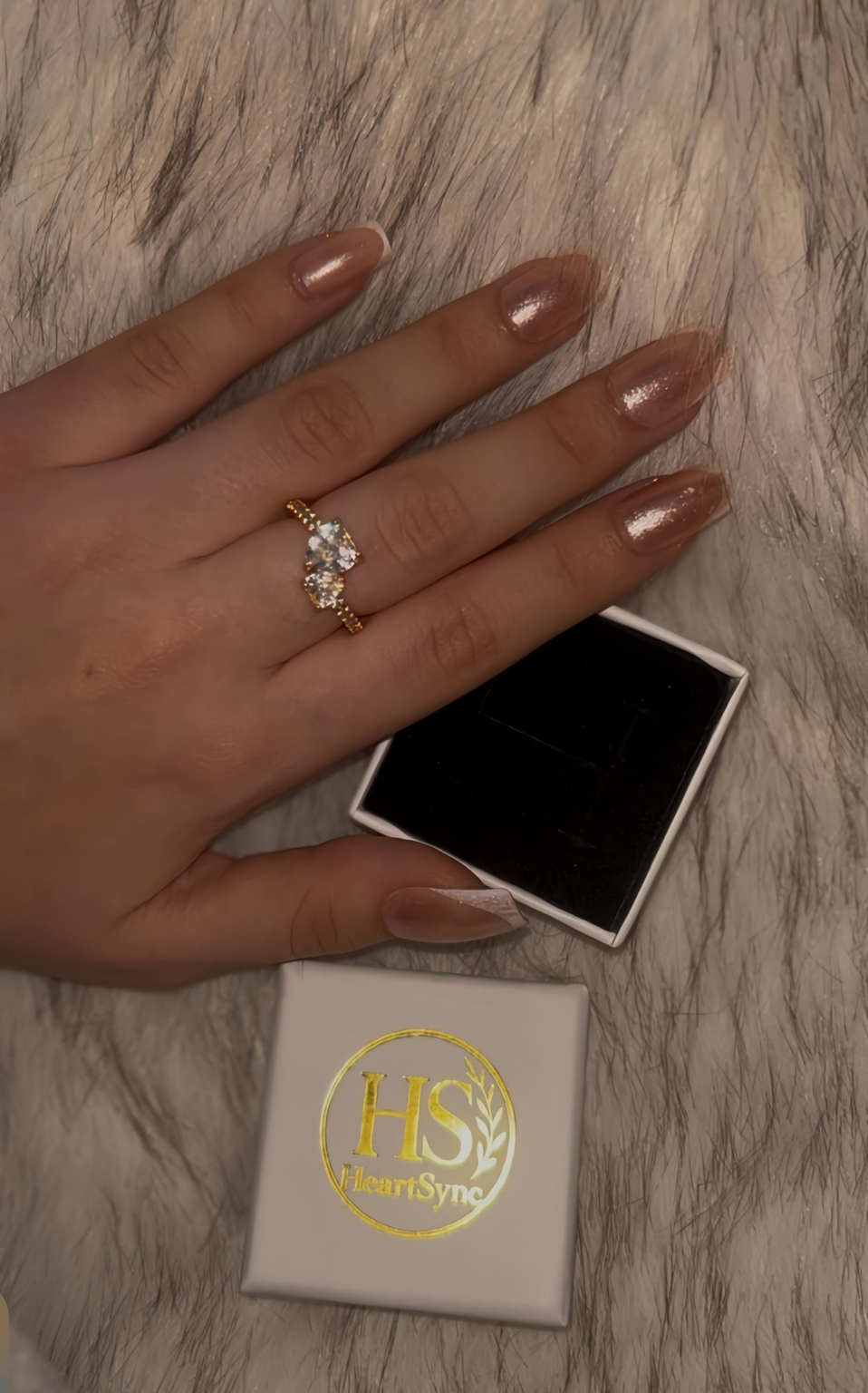 Gold Double Heart Promise Ring – Luxury Love Ring for Couples & Special Moments