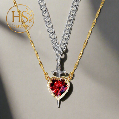 Heart & Sword Pendant Necklace