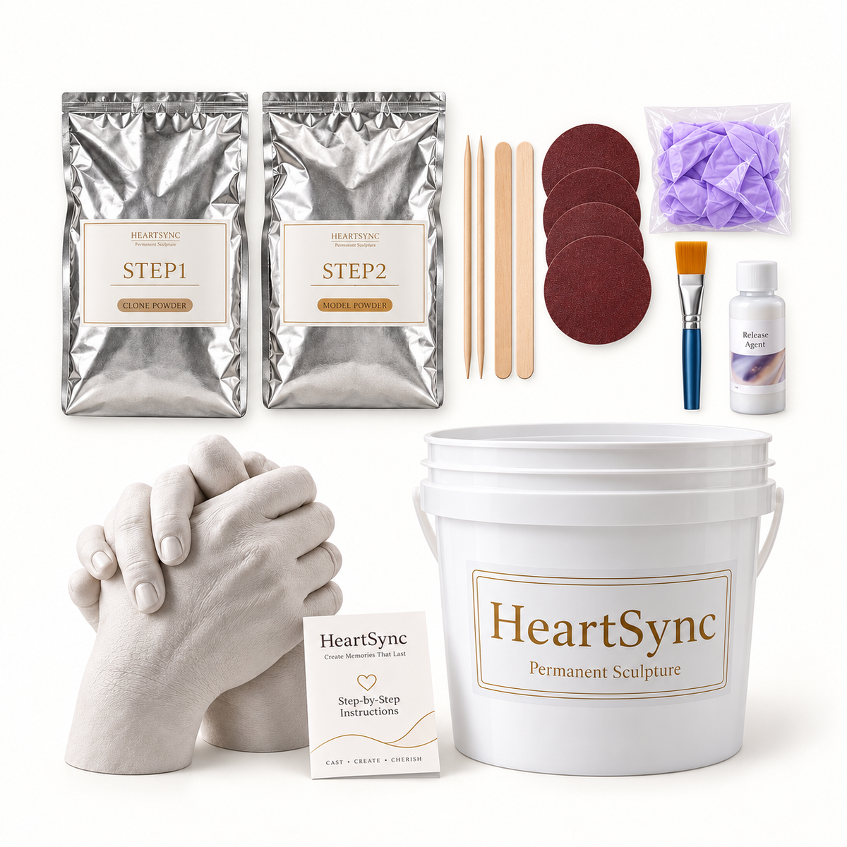 HeartSync Permanent Sculpture™ – Couples Hand Casting Kit