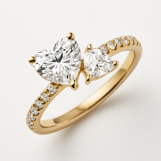 Gold Double Heart Promise Ring – Luxury Love Ring for Couples & Special Moments