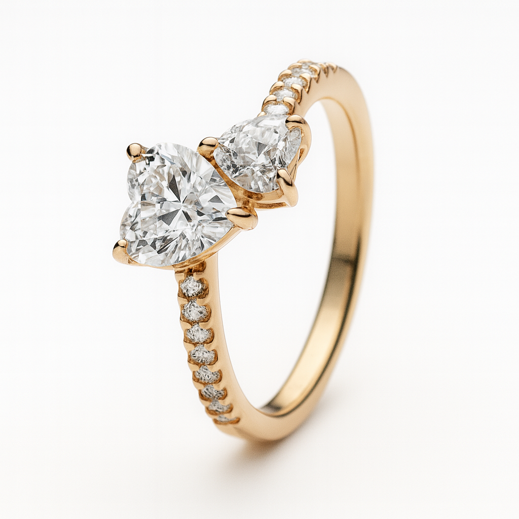 Gold Double Heart Promise Ring – Luxury Love Ring for Couples & Special Moments