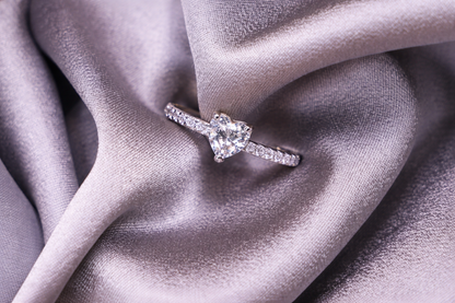 Single Heart Adjustable Ring – Sterling Silver Promise Ring