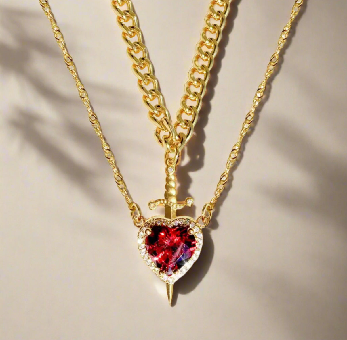 Heart & Sword Pendant Necklace