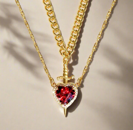 Heart & Sword Pendant Necklace