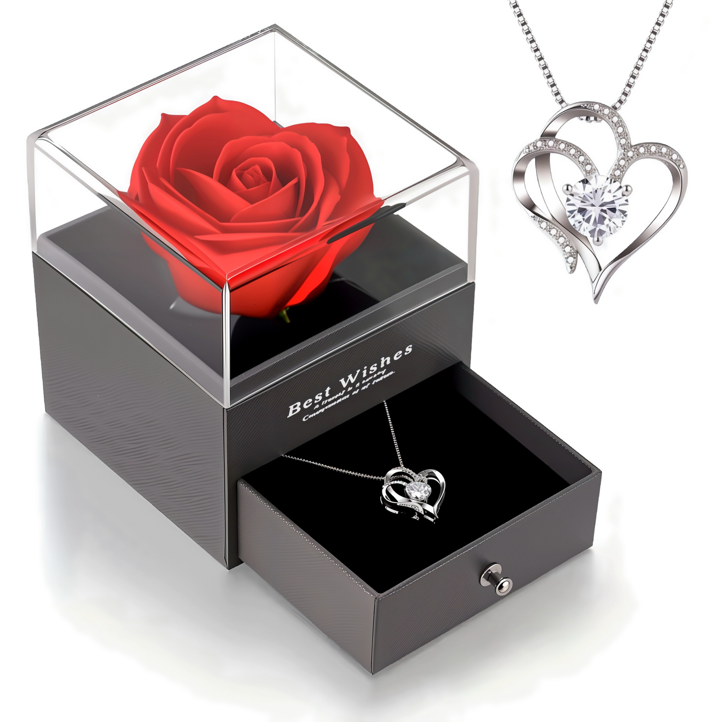 Eternal Rose Heart Necklace